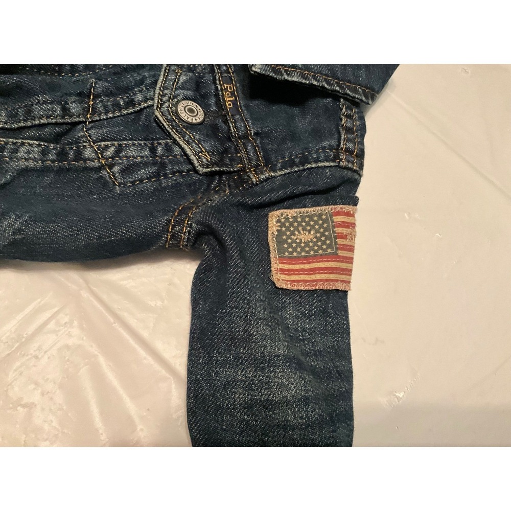 Polo Ralph Lauren Baby Denim Jacket American Flag Patch Size 3M - Picture 3 of 4